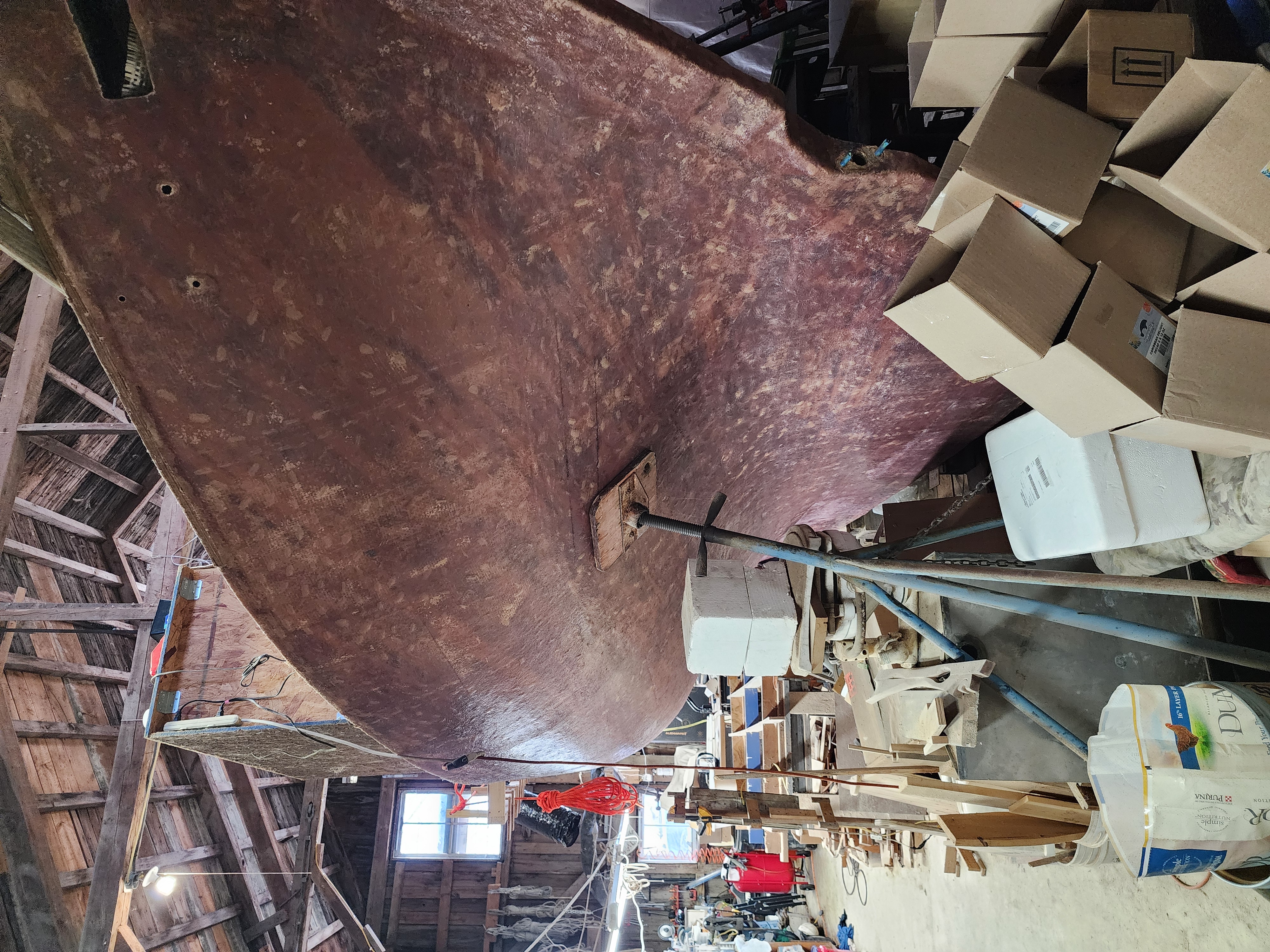 Fiberglass hull of Premlata